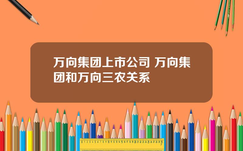 万向集团上市公司 万向集团和万向三农关系